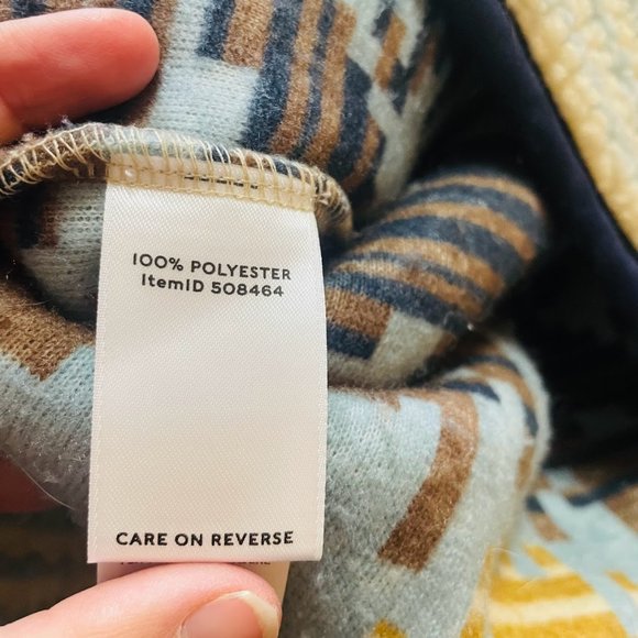 LL Bean Signature Sherpa Fleece Pullover 1/4 Zip Jacquard blue brown cream Mediu - Picture 7 of 11